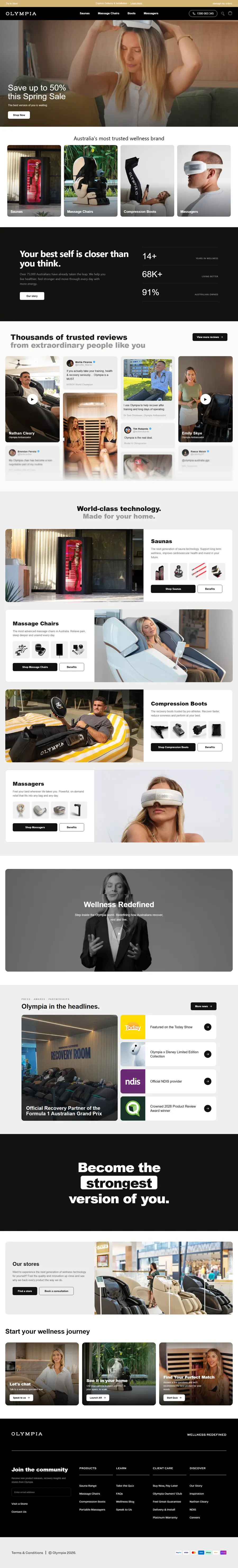 Bliss XO (Olympia Homepage Redesign) homepage