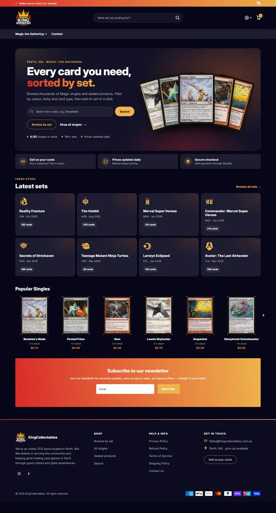 King Collectables (MTG Catalogue Filters) homepage
