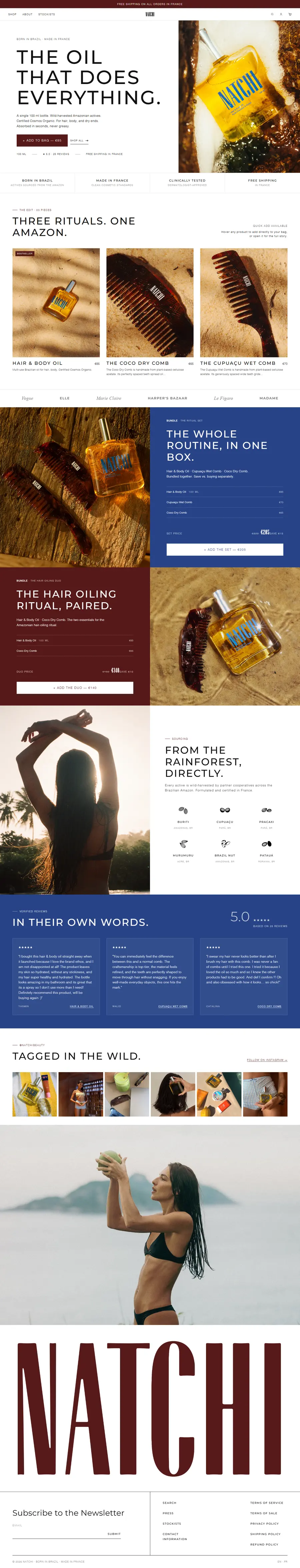 NATCHI (WordPress → Shopify Migration) homepage